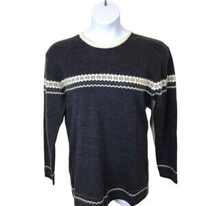 Alpine Sweater Women's Size M Vintage Gray Cream 90s Wool Blend Mid Weight